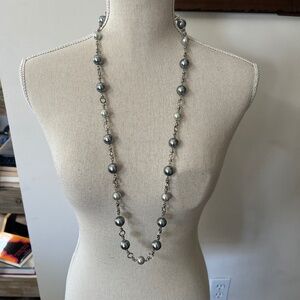 Talbots Silver and White Elegant Pearl Necklace